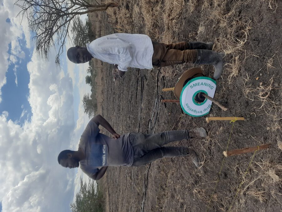 Rod installing drip irrigation, Kajiado